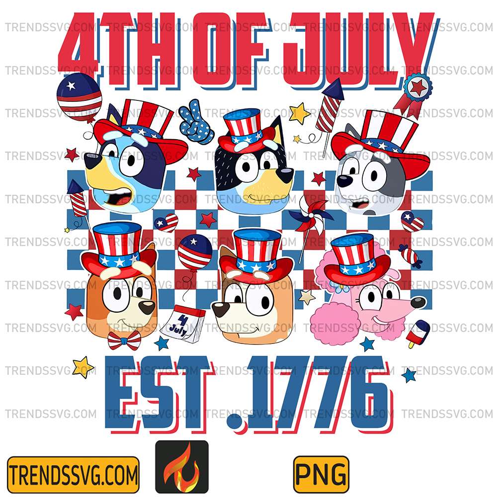 Bluey-Friends-Est-1776-America-4th-Of-July-Png