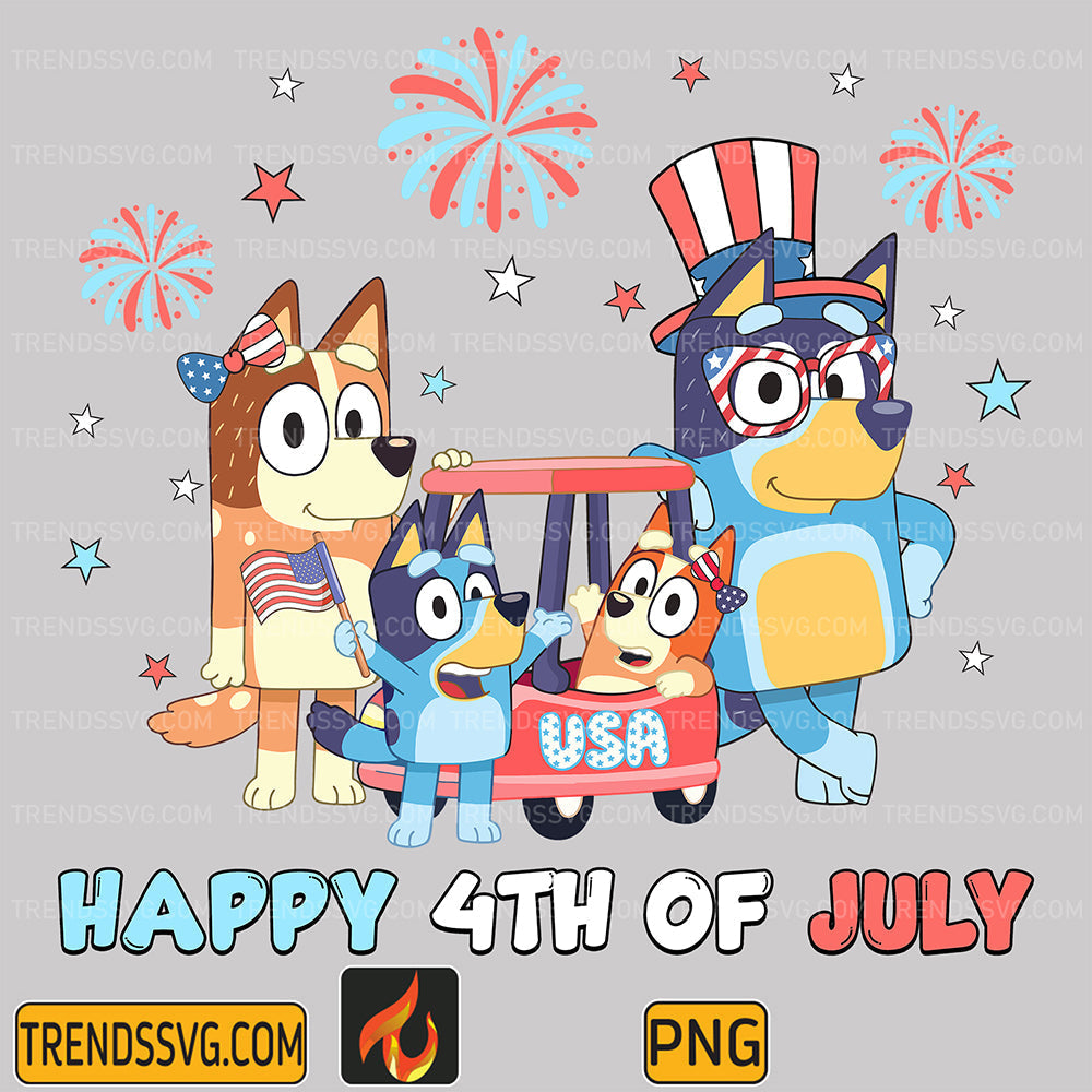 Bluey-Friends-Happy-4th-Of-July-Png