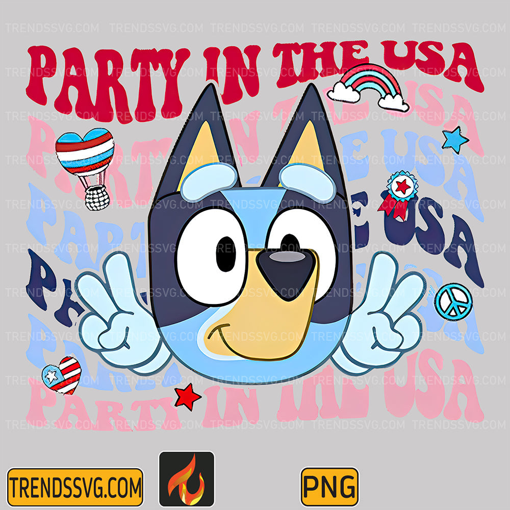 Bluey-Party-In-The-USA-4th-Of-July-Png
