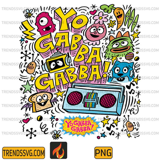 Boombox-and-Characters-Sketch-TV-Show-Png