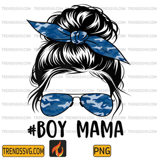 Boy-Mom-Messy-Bun-Women-Camouflage-Mother-s-Day-2025-Boy-Mom-Png