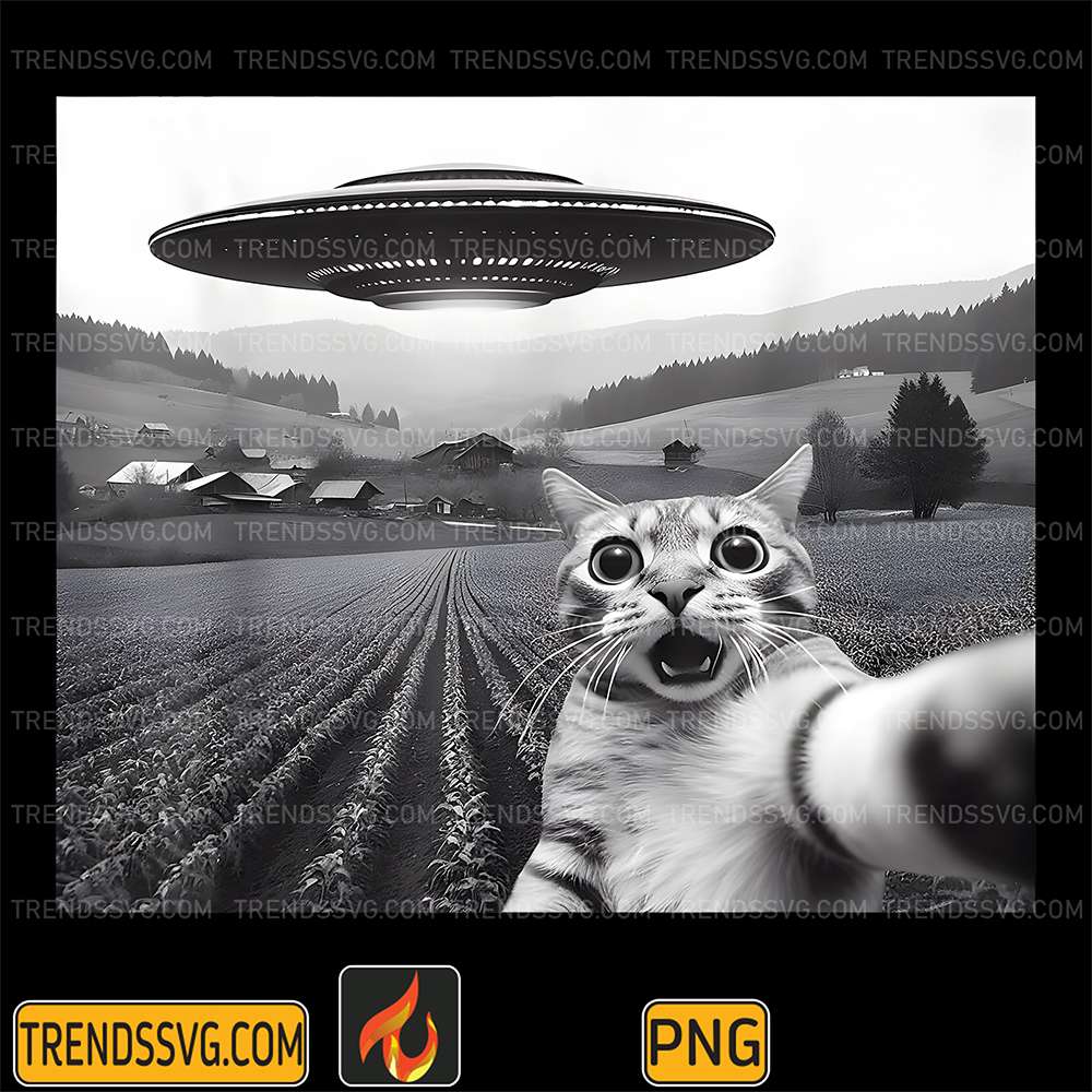 Cat-Selfie-With-Alien-UFO-Png