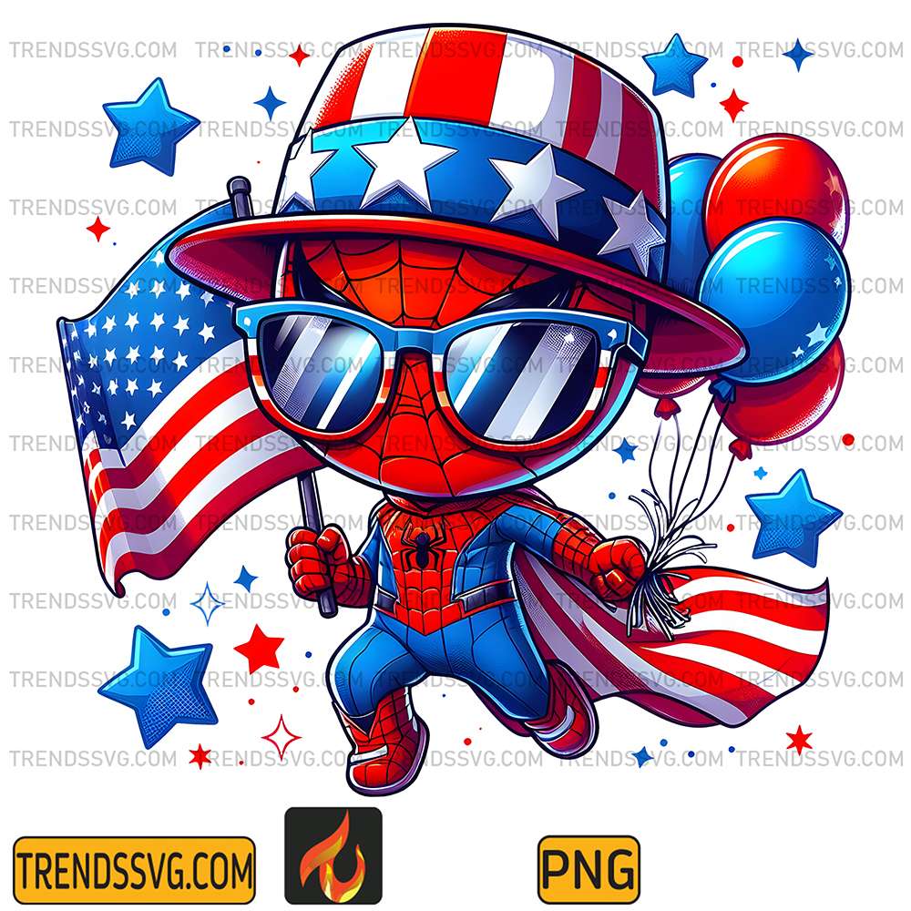 Chibi-Spider-Man-America-4th-Of-July-Png