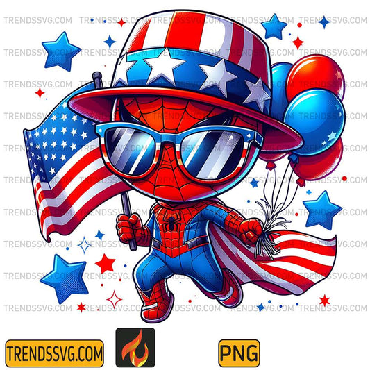 Chibi-Spider-Man-America-4th-Of-July-Png