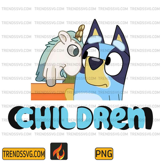 Children-Bluey-Dog-And-Unicorse-Png