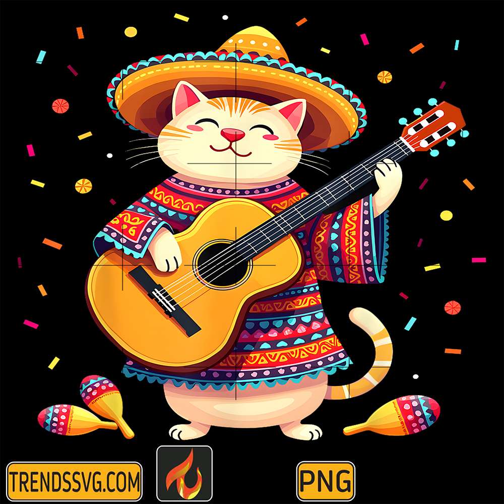 Cinco-De-Mayo-Guitar-Cat-Mexican-Sombrero-Png