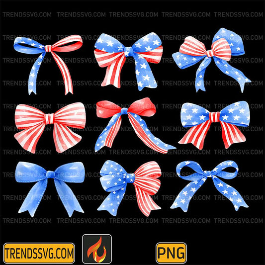 Coquette-Bows-Red-White-Blue-USA-Flag-4th-Of-July-Png