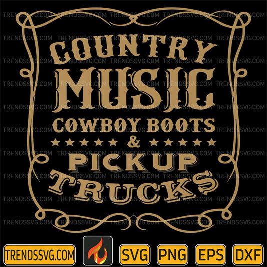 Country-Music-Cowboy-Boots-And-Pick-Up-Trucks-Svg