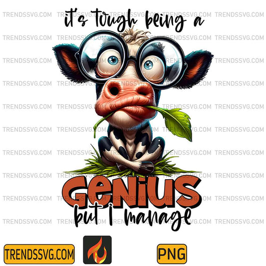 Cow-It-s-Today-Being-A-Genius-But-I-Manage-Png