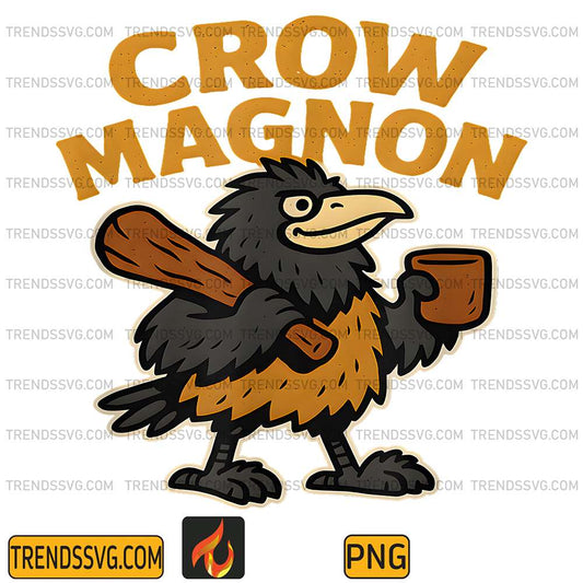 Crow-Magnon-Funny-Crow-Cartoon-For-Bird-Lovers-Png