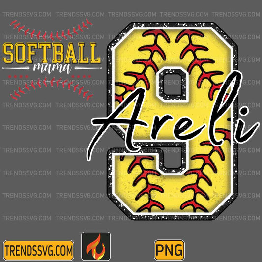Custom-Softball-Mama-Number-9-Areli-Png