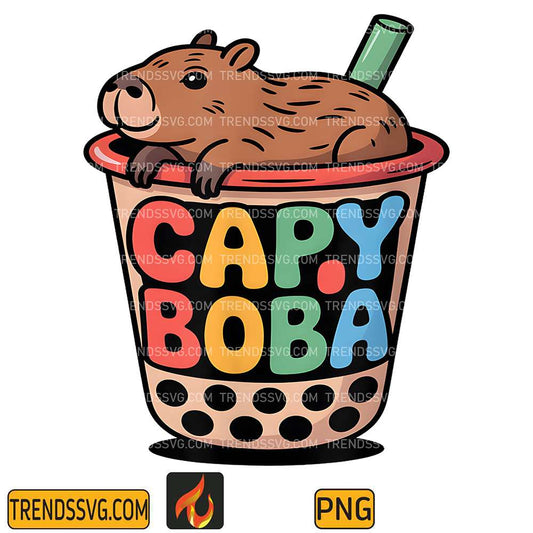 Cute-Capybara-Capy-Drinking-Bubble-Tea-Boba-Lover-Png