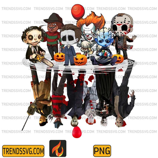 Cute-Horror-Movie-Chibi-Character-Water-Reflection-Halloween-Png