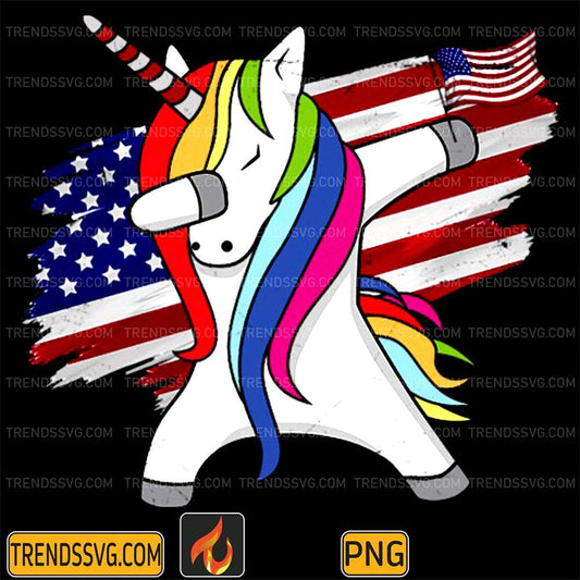 Dabbing-Unicorn-4th-Of-July-Patriotic-American-Flag-Png