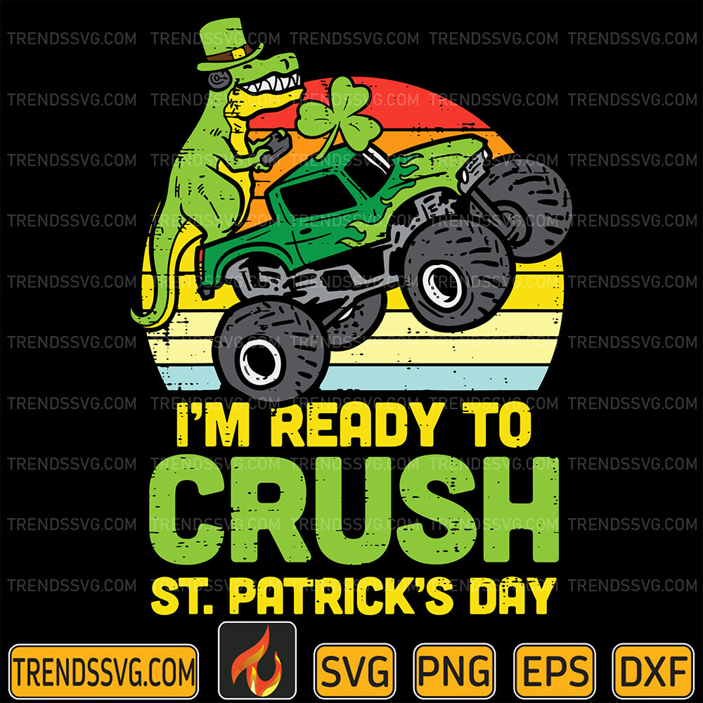DinoMonsterTruckReadyCrushStPatricksDaySvg