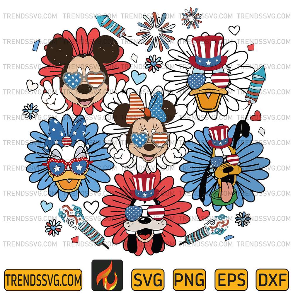 Disney-4th-Of-July-Sunflower-Mickey-And-Friends-Svg