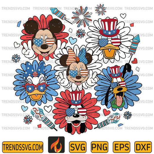 Disney-4th-Of-July-Sunflower-Mickey-And-Friends-Svg