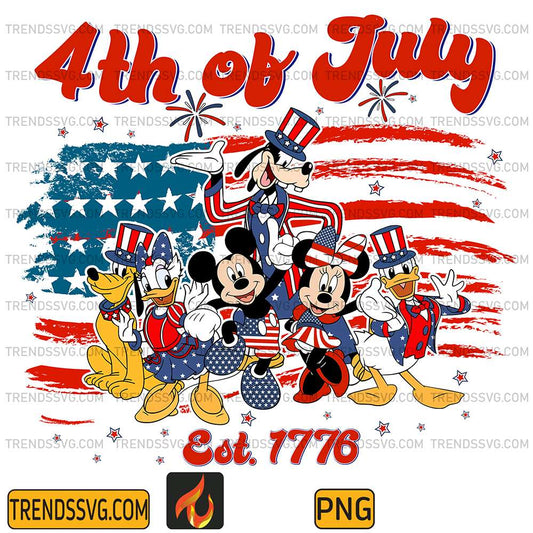 Disney-Mickey-And-Friends-4th-Of-July-Est-1776-Png