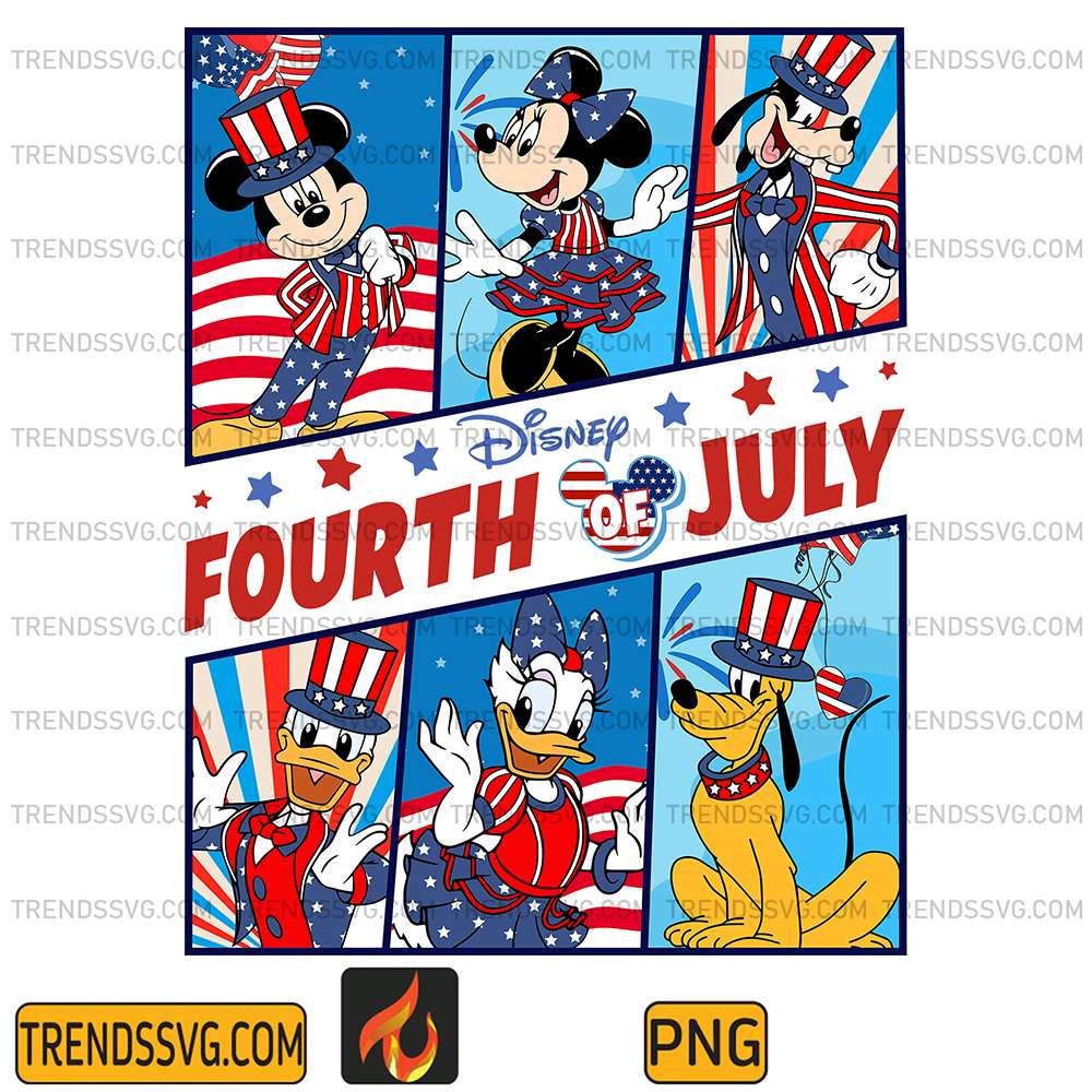 Disney-Mickey-And-Friends-Fouth-Of-July-Png