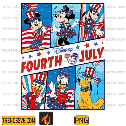 Disney-Mickey-And-Friends-Fouth-Of-July-Png