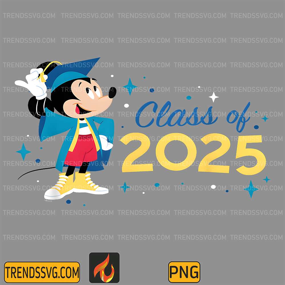 Disney-Mickey-Mouse-Cap-And-Gown-2025-Graduation-Class-Of-2025-Png