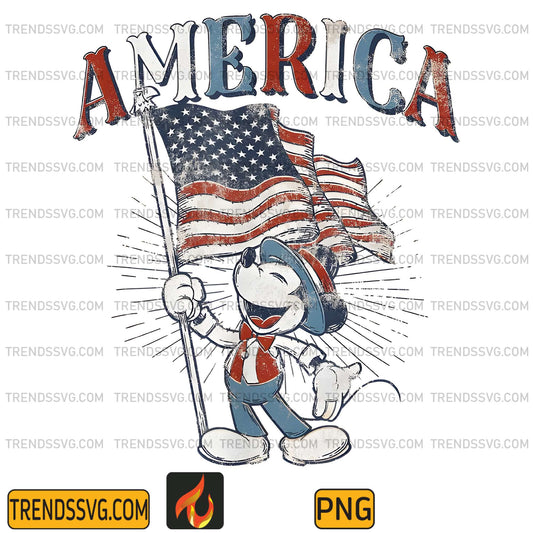 Disney-Mickey-Mouse-With-American-Flag-Usa-Png