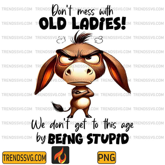 Donkey-Don-t-Mess-With-Old-Ladies-We-Don-t-Get-To-This-Age-By-Being-Stupid-Png