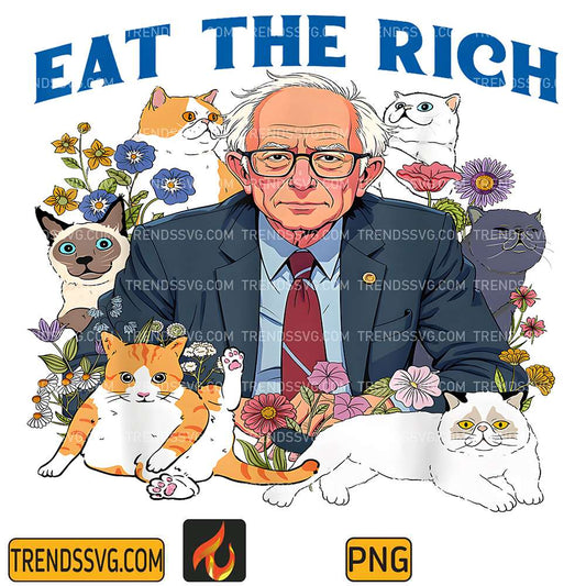 Eat-The-Rich-Bernie-Sanders-Floral-Cat-Resist-Against-Trump-Png