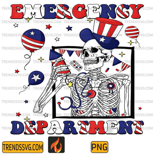 Emergency-Department-Room-4th-Of-July-USA-ER-Nurse-Skeleton-Png