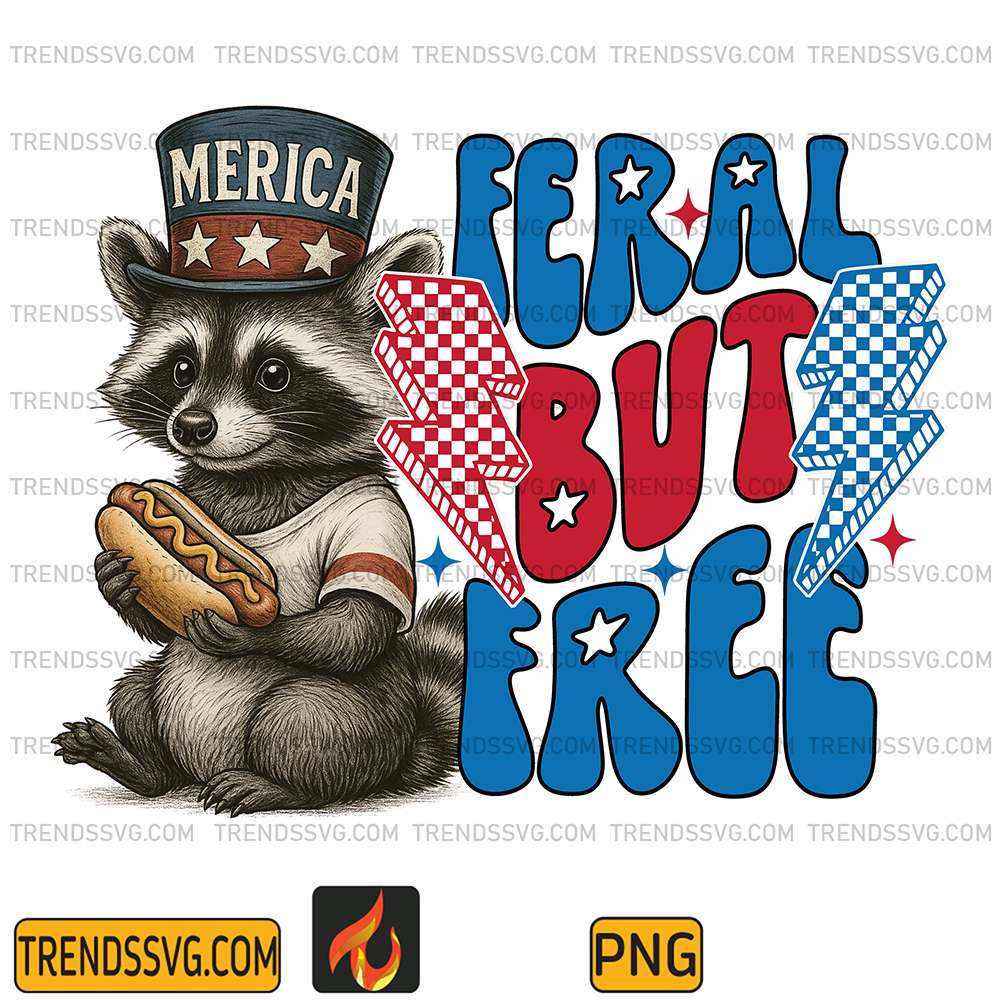 Feral-But-Free-Raccoon-4th-Of-July-Png-3