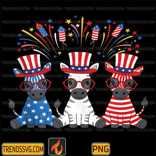 Fireworks-Zebra-American-USA-Flag-4th-Of-July-Png