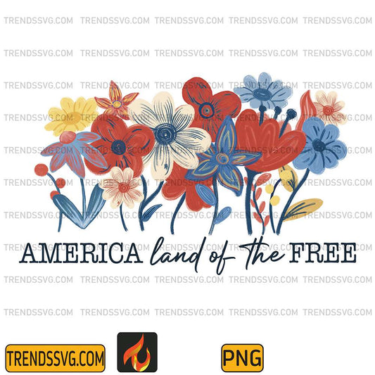 Floral-America-Land-Of-The-Free-Png