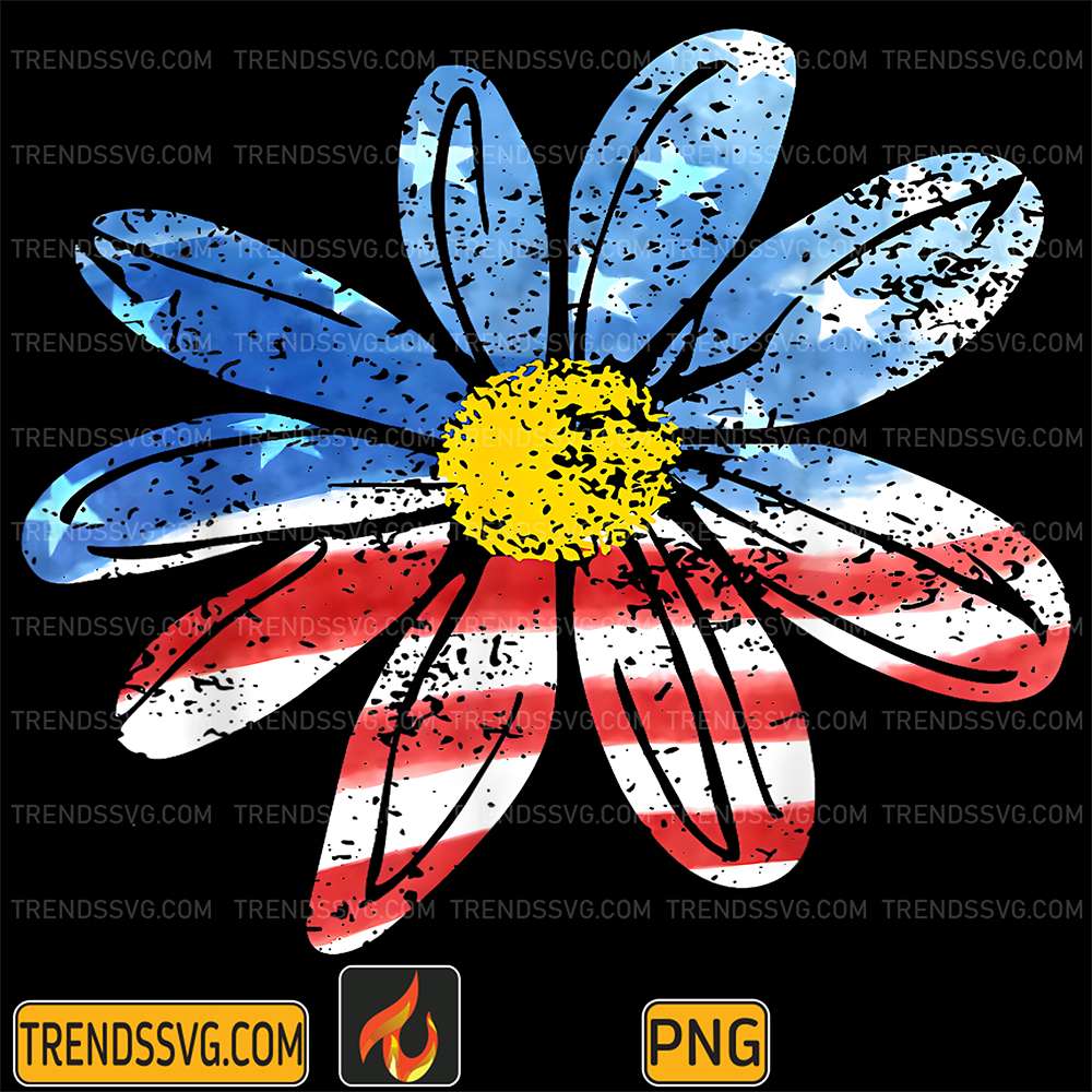 Floral-American-Flag-Daisy-4th-July-Women-Girls-Patriotic-Png