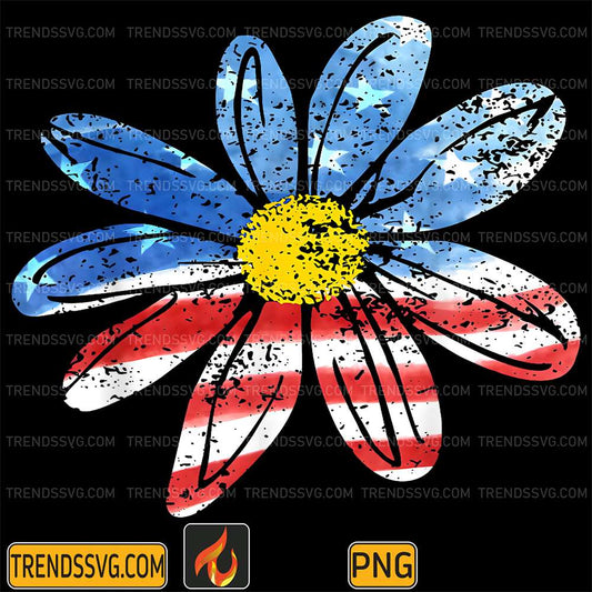 Floral-American-Flag-Daisy-4th-July-Women-Girls-Patriotic-Png