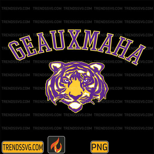 Geauxmaha-2025-Gold-And-Purple-Tiger-Png