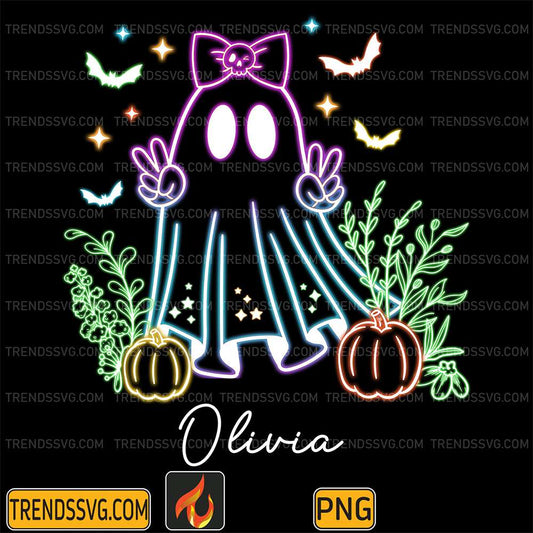 Halloween-Ghost-Neon-Custom-Name-Girl-Png