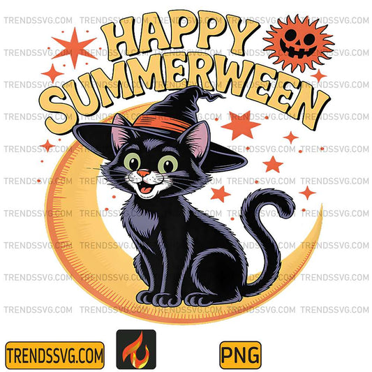 Happy-Summerween-Black-Cat-Png