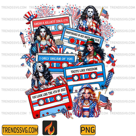 Horror-Characters-Cassette-4th-Of-July-Png
