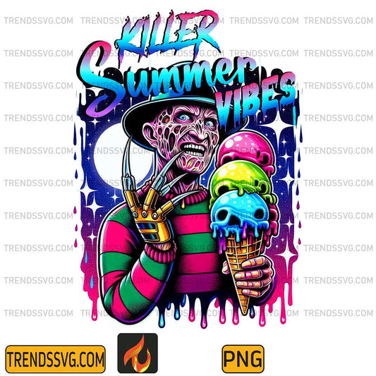 Horror Freddy Krueger Killer Summer Vibes Halloween Png TRENDSSVG