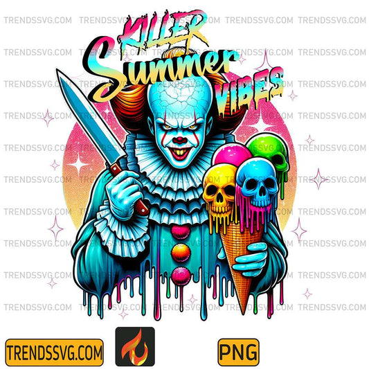 Horror Pennywise Killer Summer Vibes Halloween Png TRENDSSVG