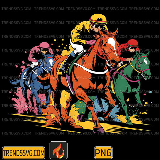 Horse-Racing-Painting-Horse-And-Derby-Lovers-Png
