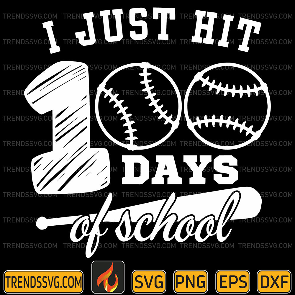 IJustHit100DaysofSchoolBaseballSvg