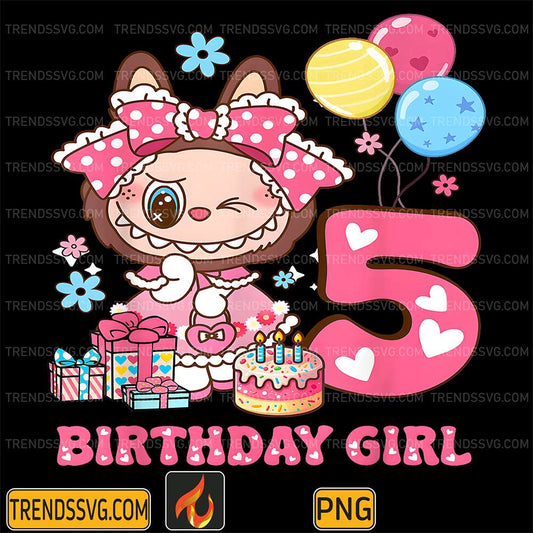 Labubu-5th-Birthday-Girl-Png