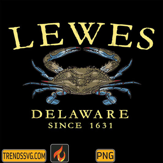 Lewes-Delaware-Blue-Claw-Crab-Since-1631-Yellow-Letters-Png