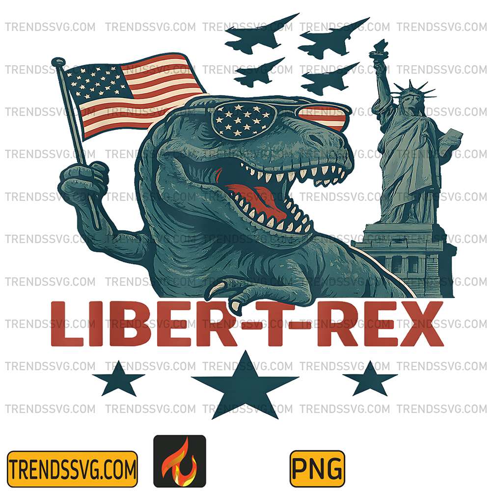Liber-T-Rex-Dinosaur-Patriotic-And-4th-Of-July-Png