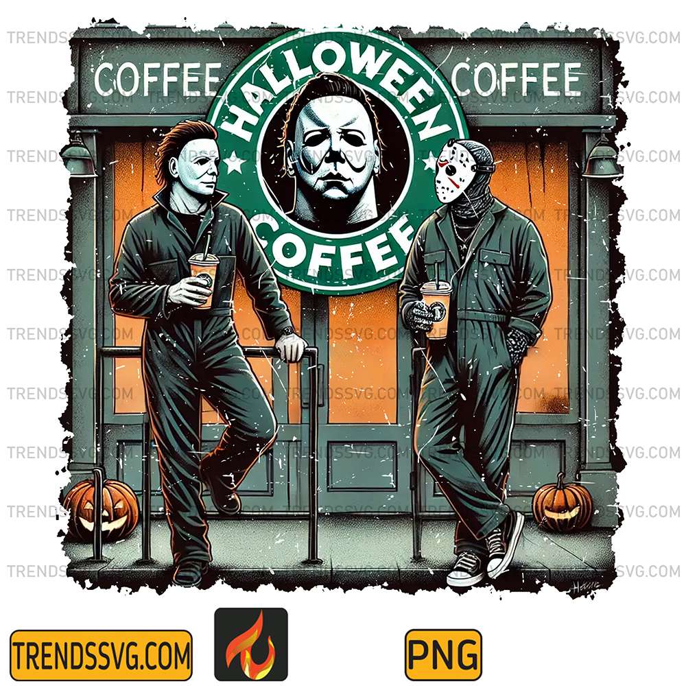 Michael-Myers-And-Jason-Voorhees-Halloween-Coffee-Png