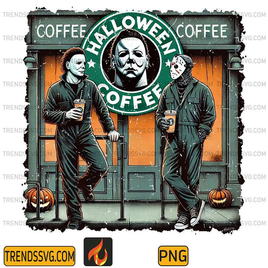 Michael-Myers-And-Jason-Voorhees-Halloween-Coffee-Png