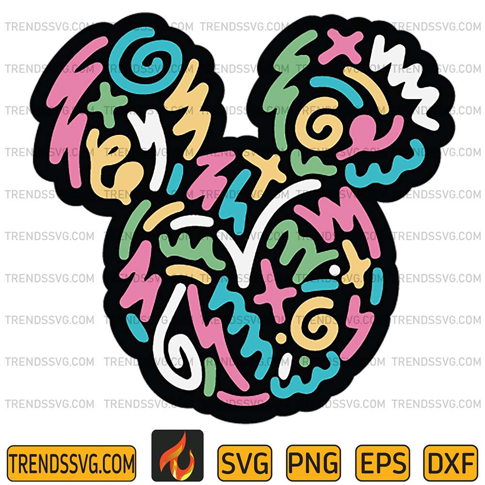 Mickey-Colorful-Head-Outline-Svg
