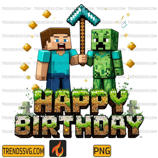 Minecraft-Steve-And-Creeper-Happy-Birthday-Png