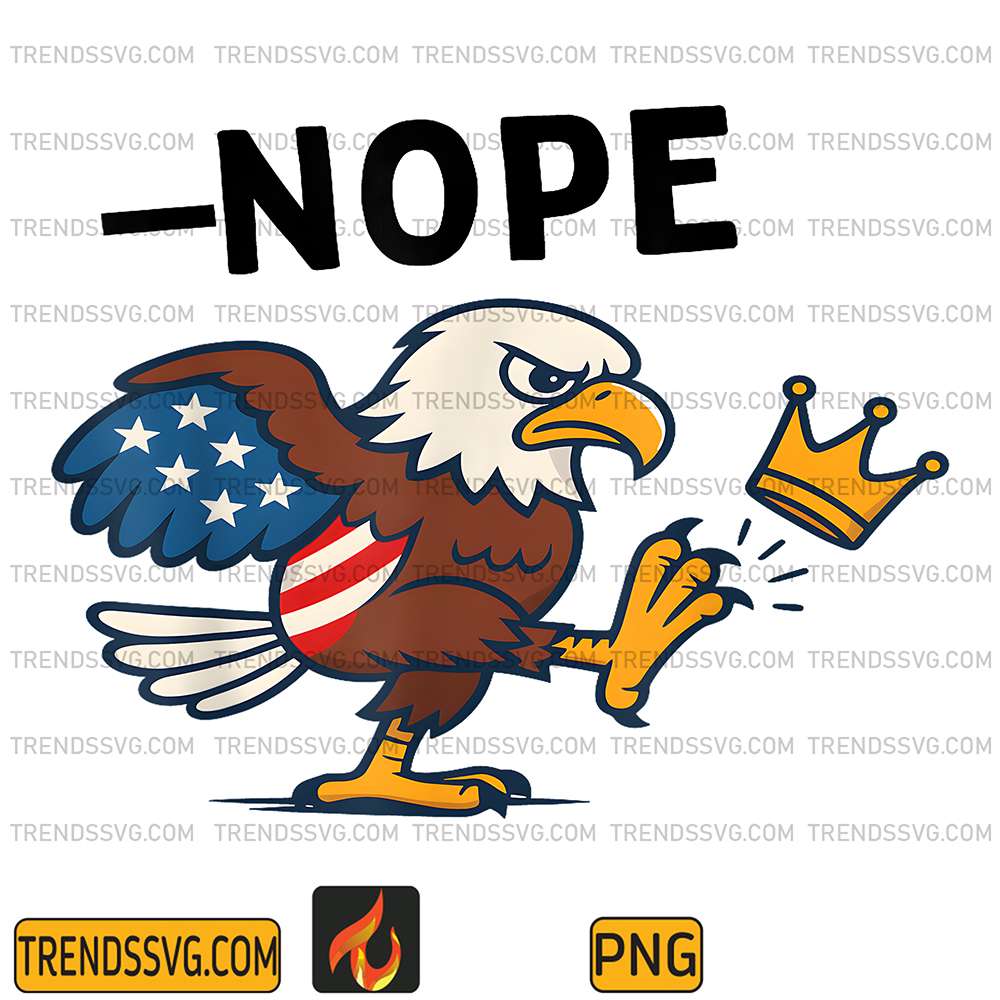 Nope-No-Kings-In-America-USA-Bald-Eagle-4th-Of-July-Resist-Png